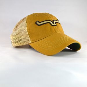 Kimes Ranch Vintage Trucker Horns Applique Mustard Snapback Hat 